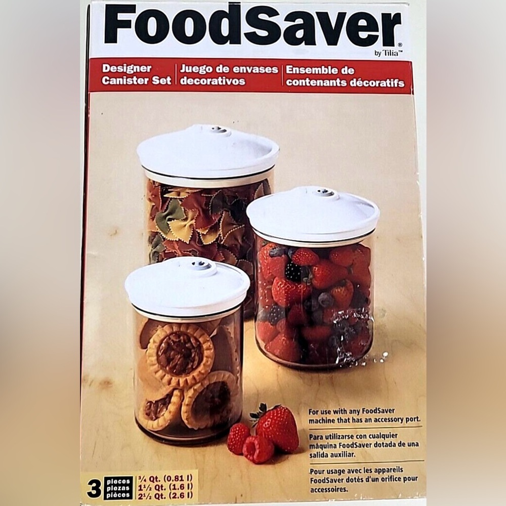 NIP Foodsaver 3pc Vacuum Seal Designer Canister Set (1-3/4qt, 1-1.5qt, 1-2.5qt) - Picture 6 of 10
